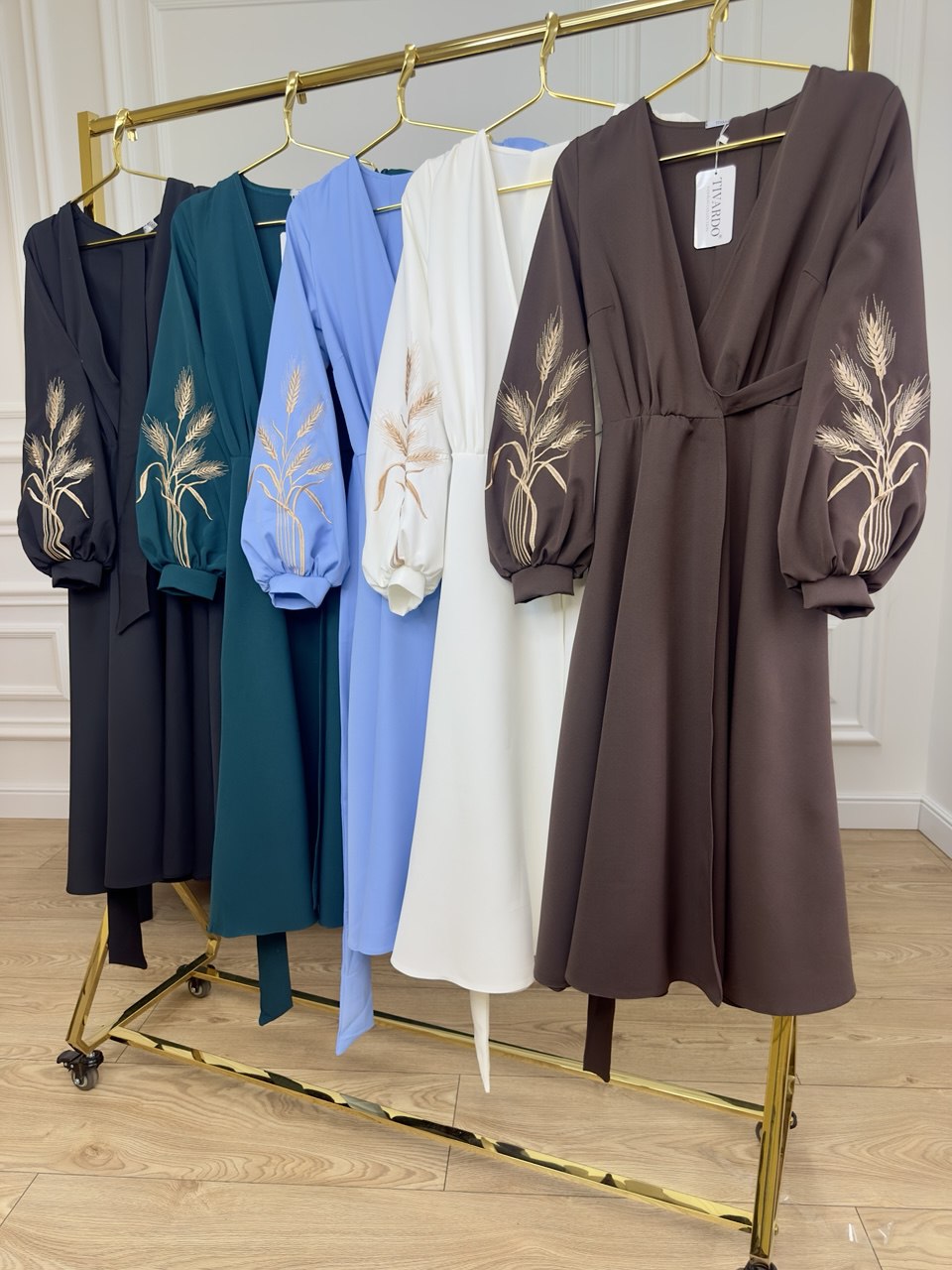 Wrap dress with embroidery