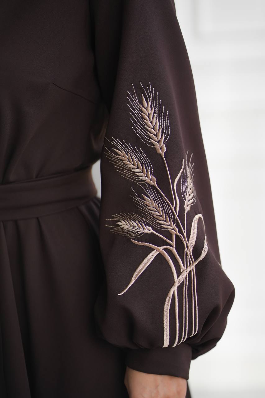 Wrap dress with embroidery