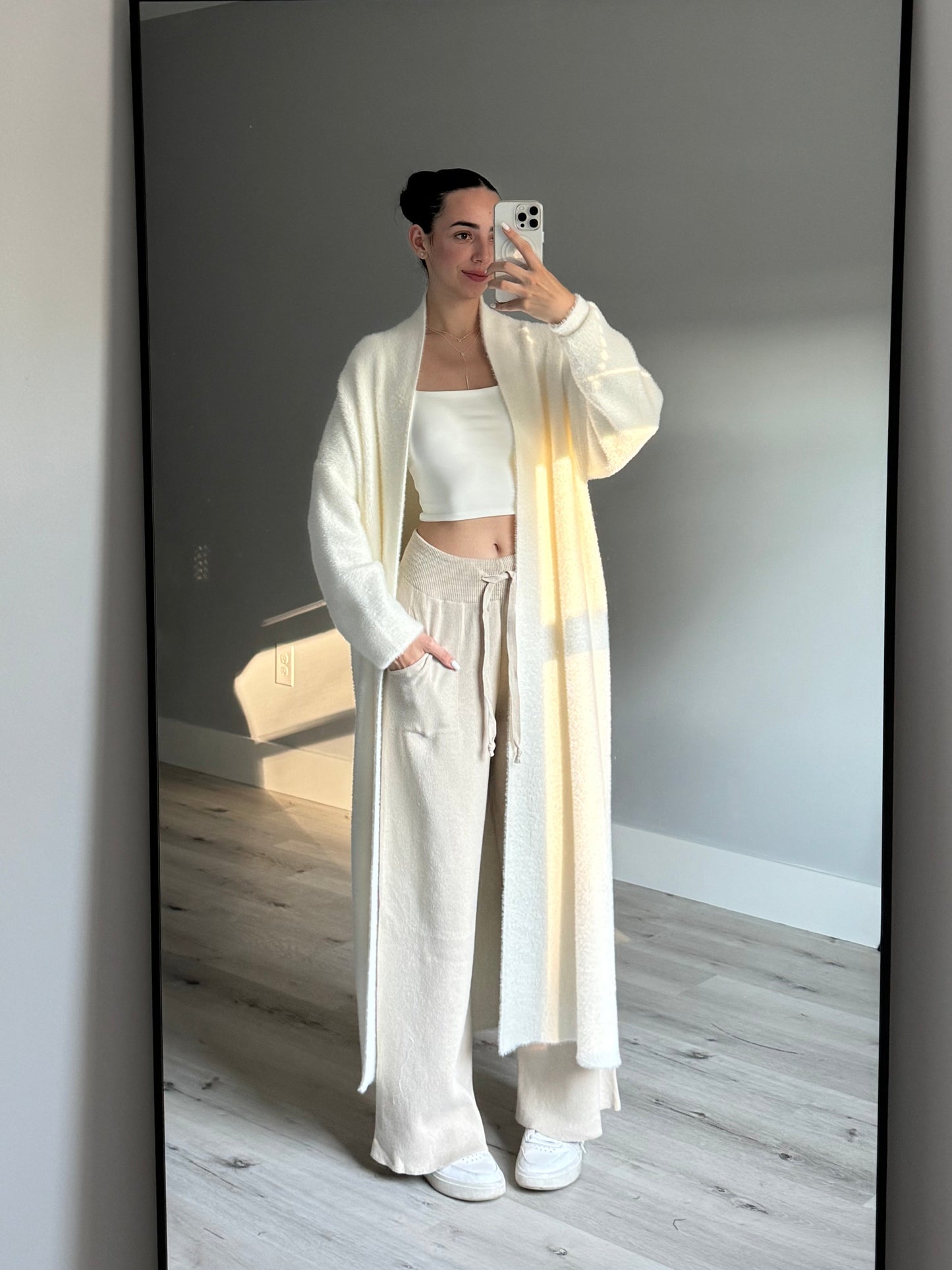 Fluffy White Cardigan
