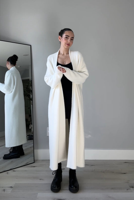 Fluffy White Cardigan