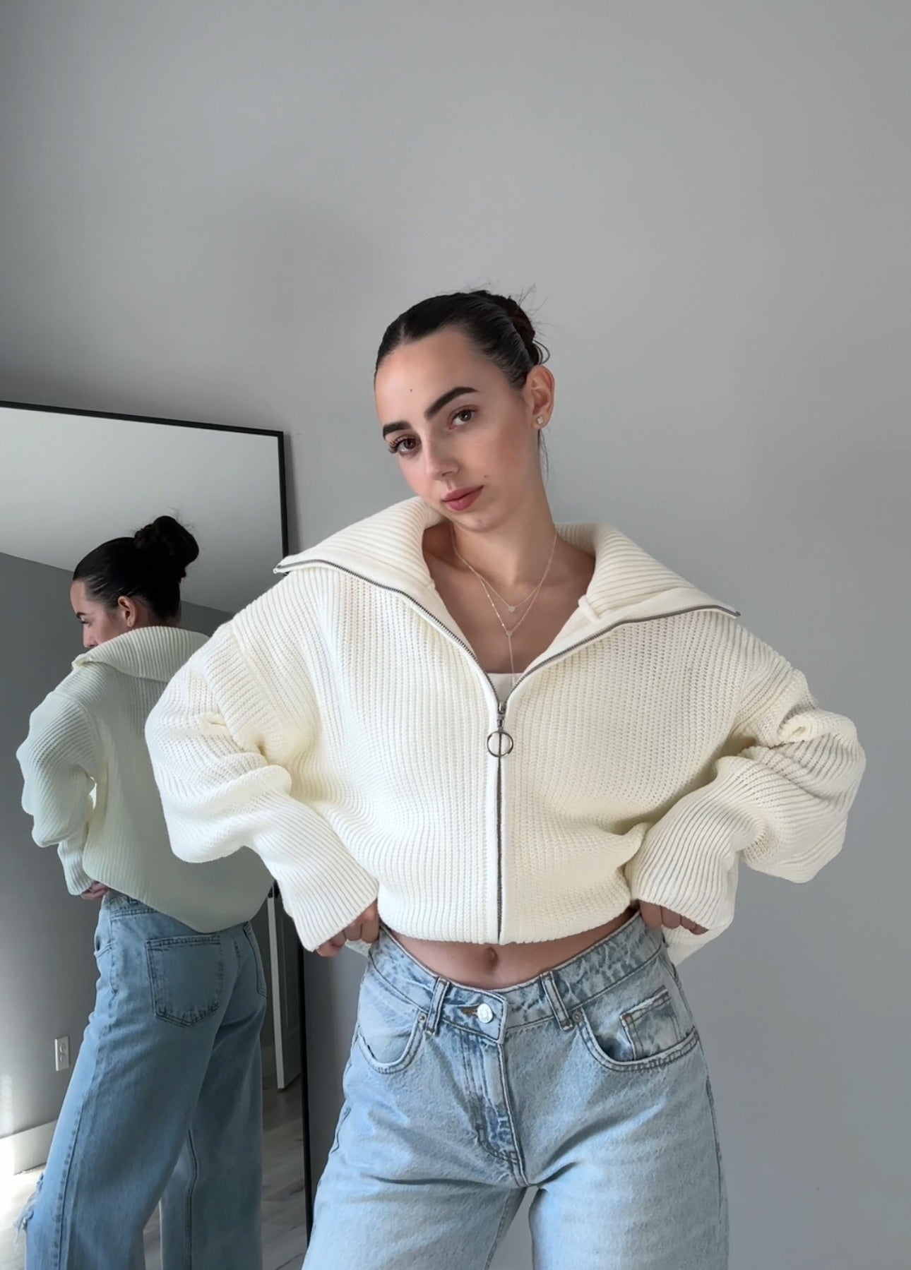 Knitted Zipper Sweater