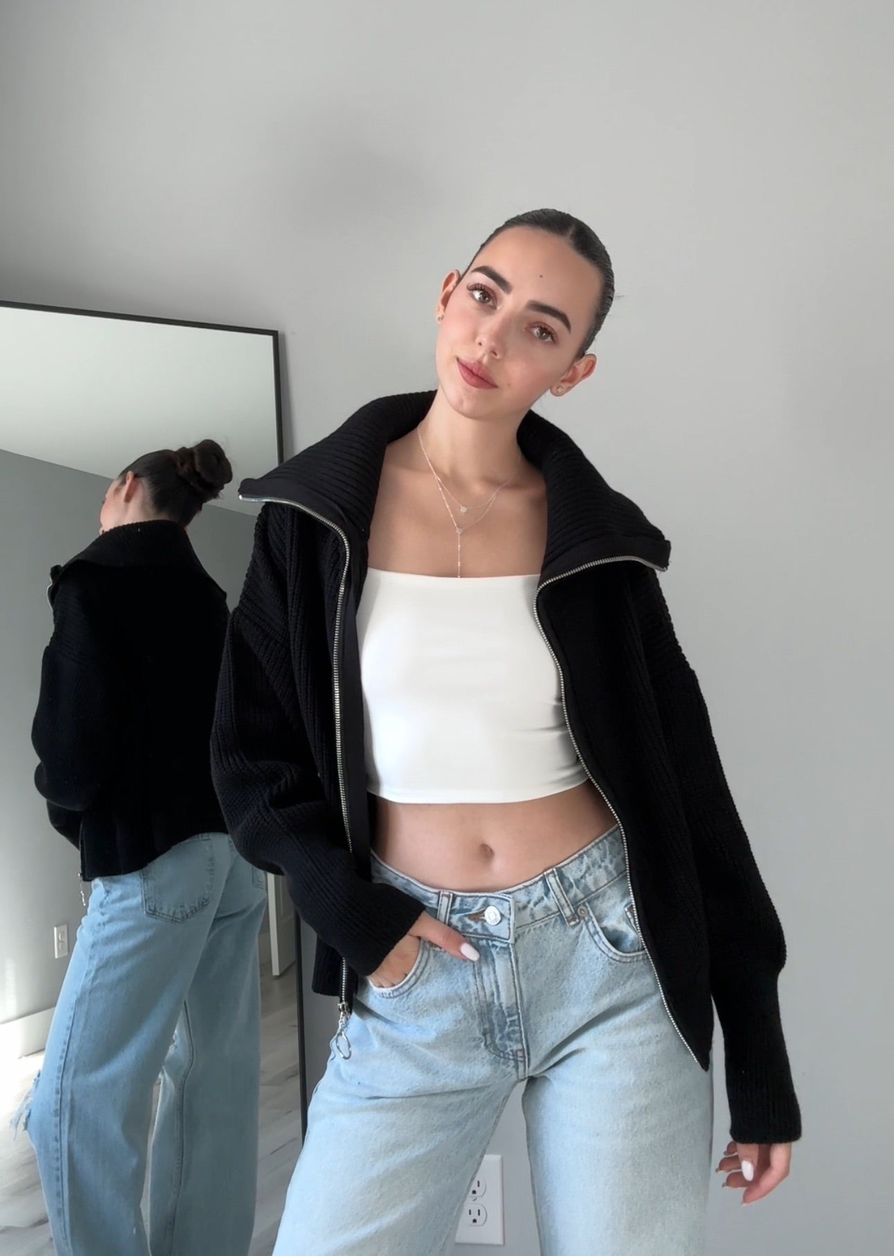 Knitted Zipper Sweater