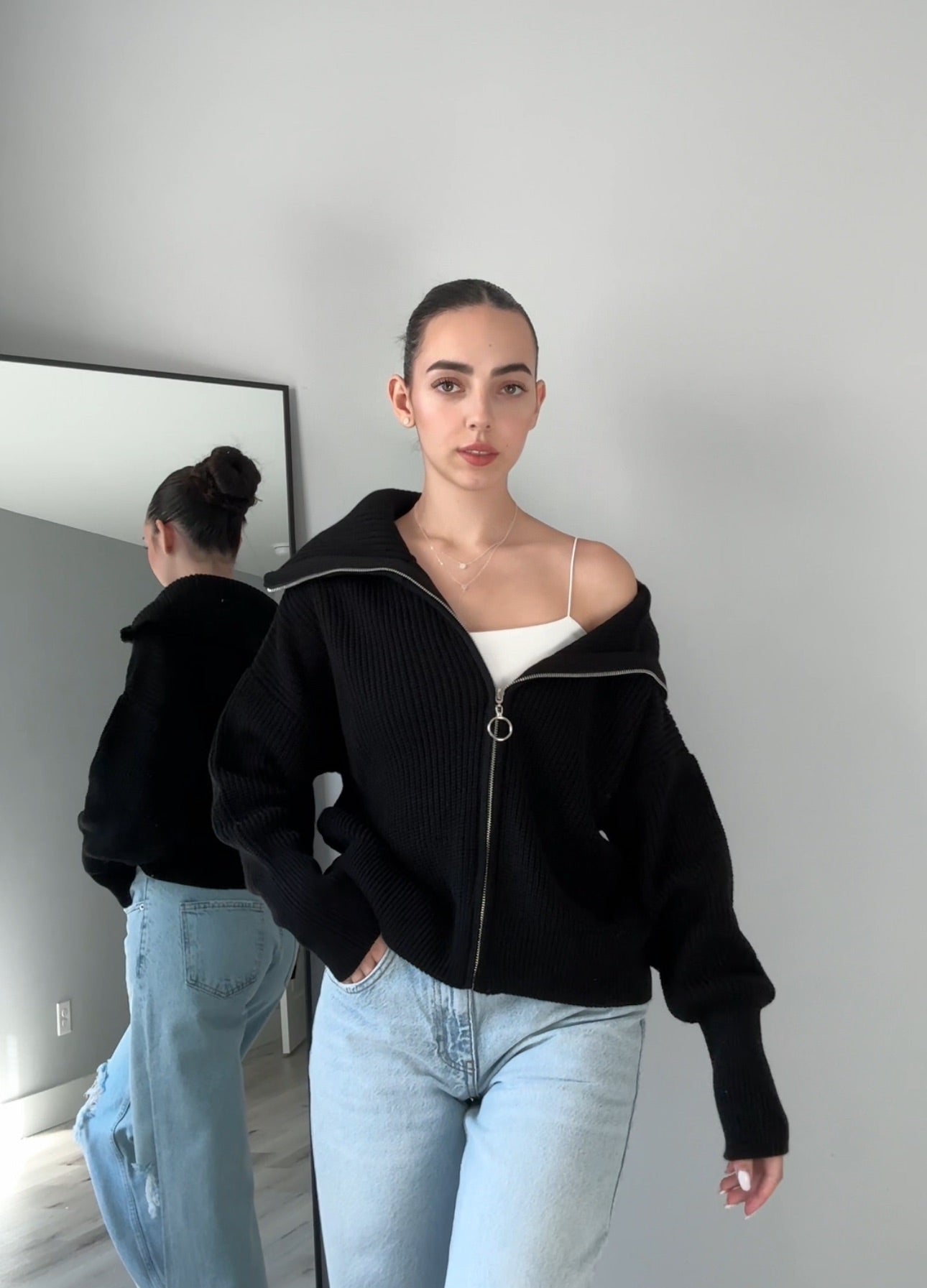 Knitted Zipper Sweater
