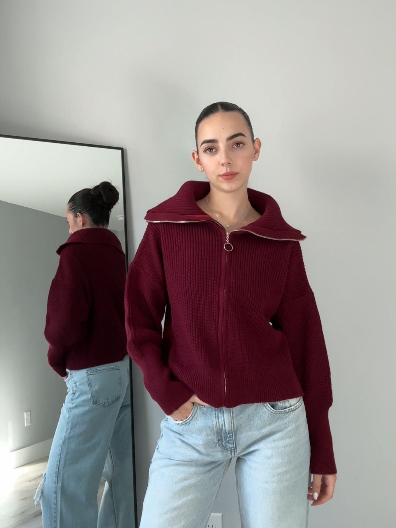 Knitted Zipper Sweater