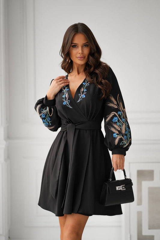 Wrap Dress with Embroidery